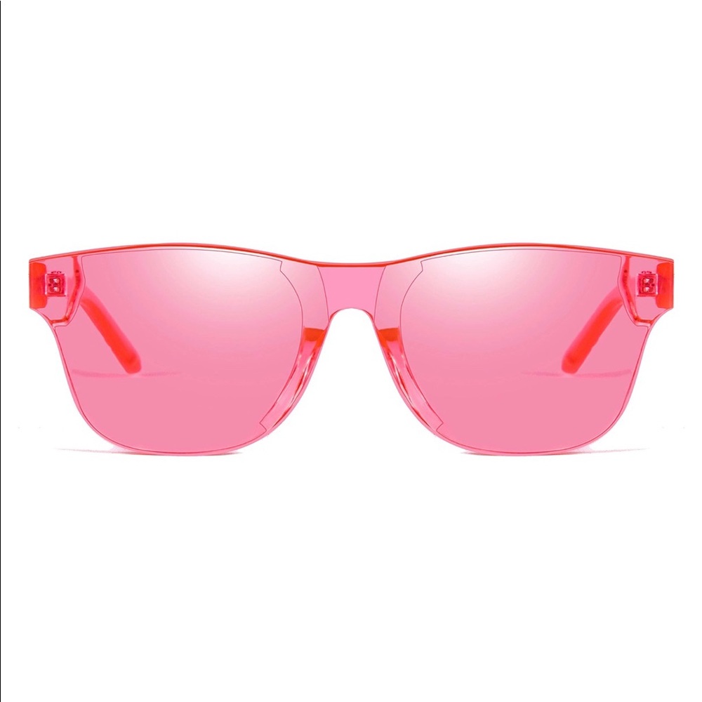 Rimless Wayfarer Sunglasses Retro Pink Classic NEW - Picture 3 of 5